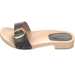 Doen |Mercata Black Leather Buckle Mules